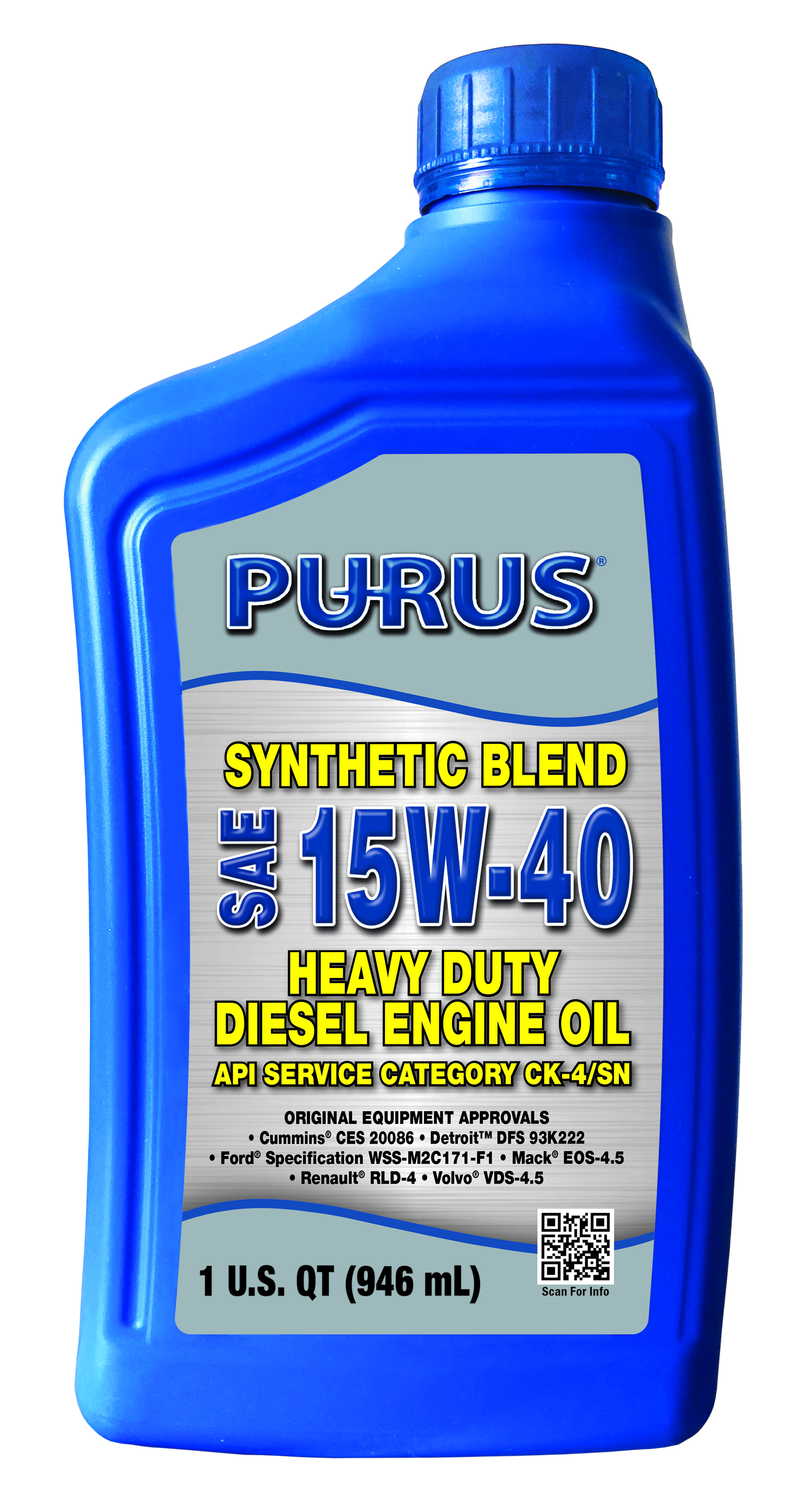 OIL-PURUS 15W40 CK/4 SN SYN
BLEND (6/1QT) PHD00469