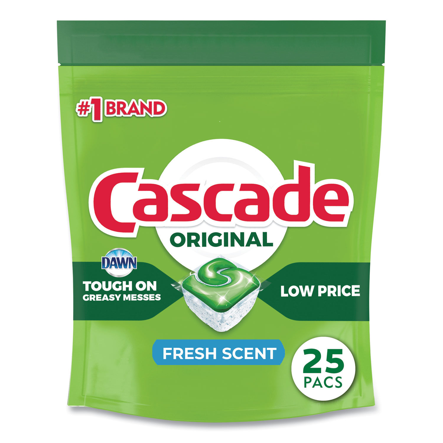 CASCADE-ACTION PACS, FRESH  SCENT, 5 BAGS OF 25/CS